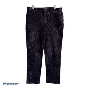 Gloria Vanderbilt Woodblock Print Black Jeans‎